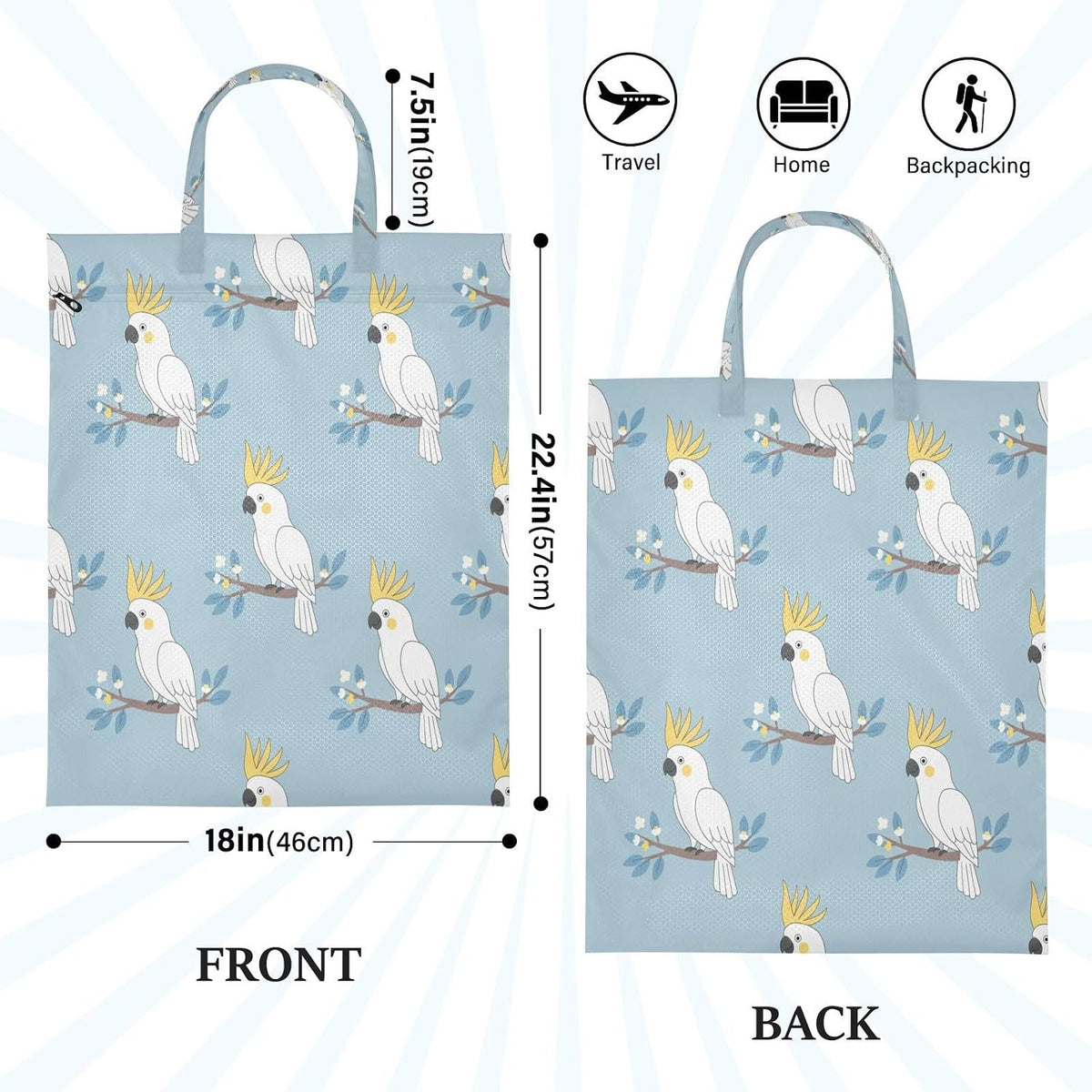 Parrots Leave Waterproof Travel Laundry Bag Easy Care 2 Packs