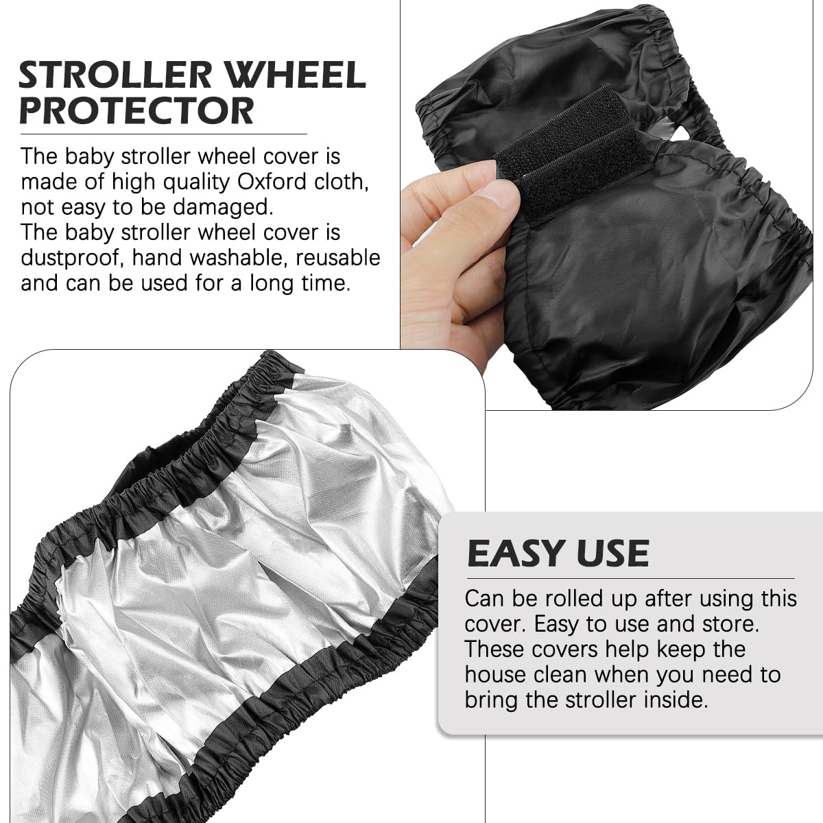 4 Pcs Stroller Wheel Protection Covers, Wheelchair Tire Protector for Baby Stroller Jogger Wheels (Small) (Front Wheel)