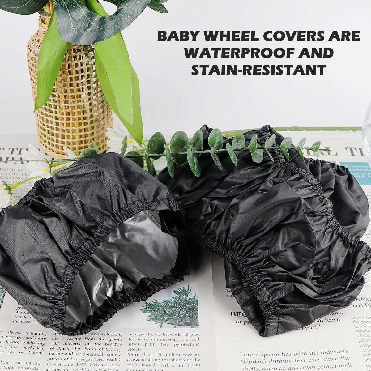 4 Pcs Stroller Wheel Protection Covers, Wheelchair Tire Protector for Baby Stroller Jogger Wheels (Small) (Front Wheel)