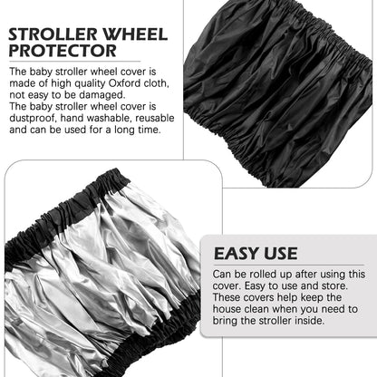 4 Pcs Stroller Wheel Protection Covers, Wheelchair Tire Protector for Baby Stroller Jogger Wheels (Small) (Front Wheel)