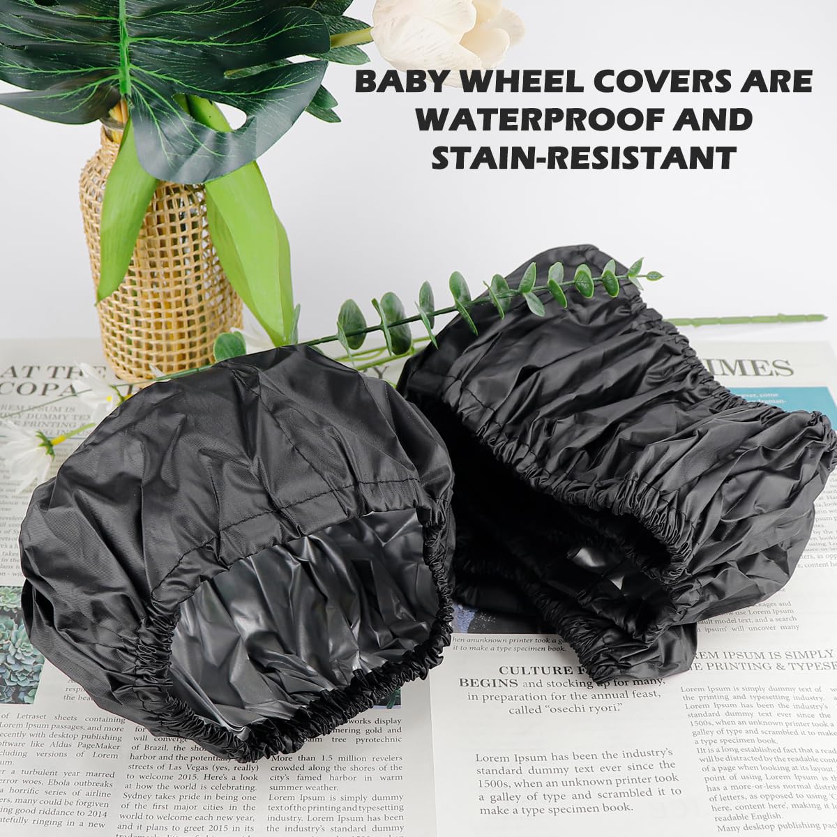 4 Pcs Stroller Wheel Protection Covers, Wheelchair Tire Protector for Baby Stroller Jogger Wheels (Small) (Front Wheel)