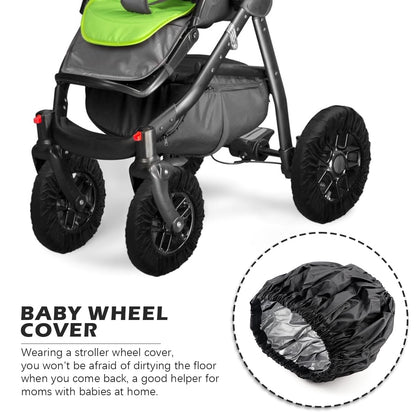 4 Pcs Stroller Wheel Protection Covers, Wheelchair Tire Protector for Baby Stroller Jogger Wheels (Small) (Front Wheel)