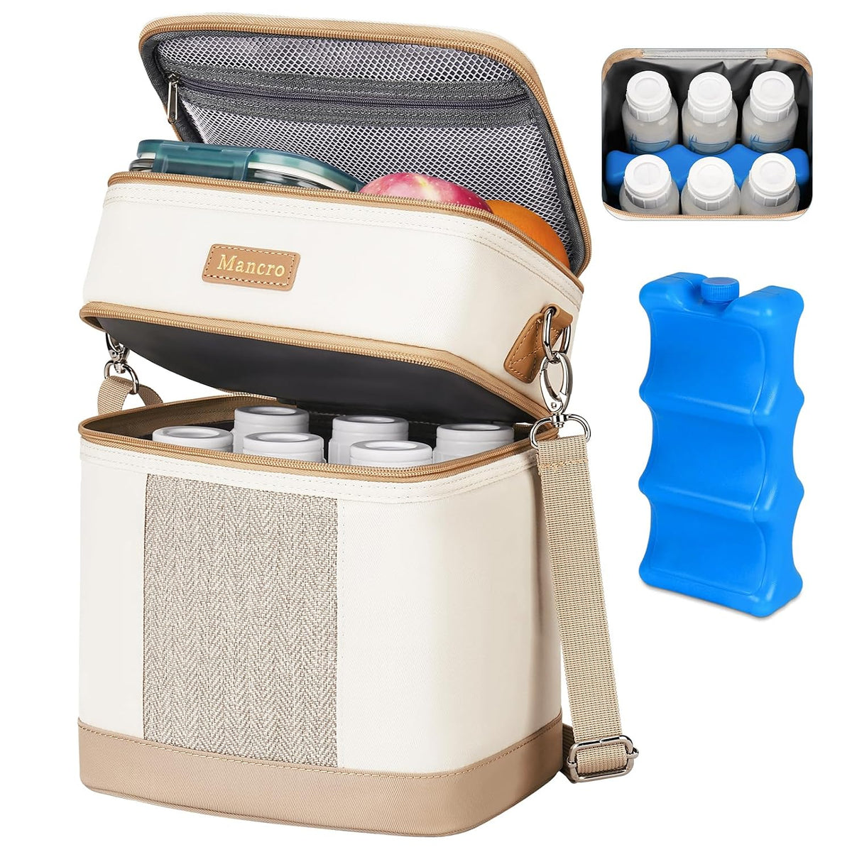 Breastmilk Cooler Bag with Ice Pack, Insulated Baby Bottles Bag