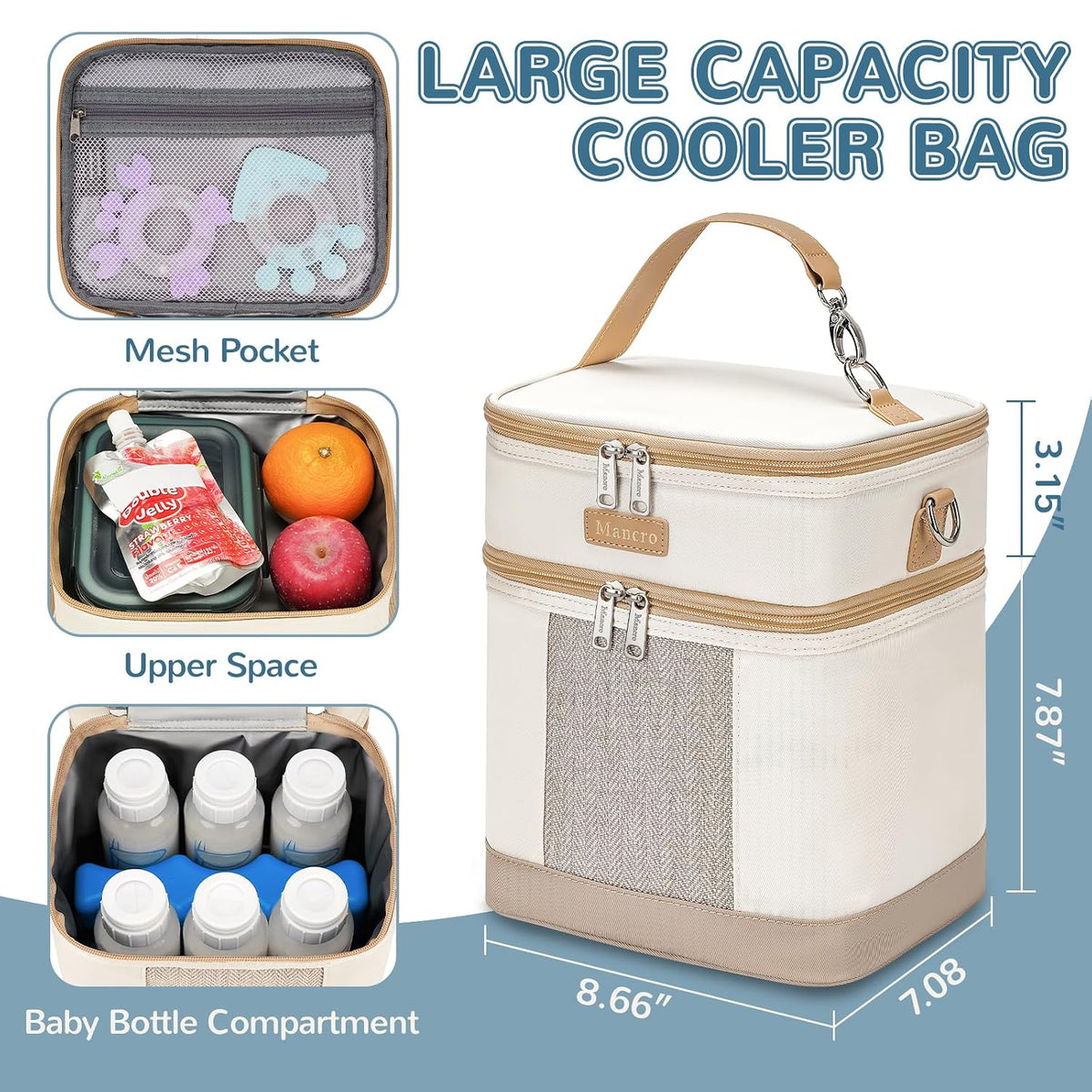 Breastmilk Cooler Bag with Ice Pack, Insulated Baby Bottles Bag