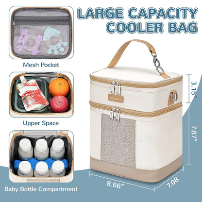 Breastmilk Cooler Bag with Ice Pack, Insulated Baby Bottles Bag