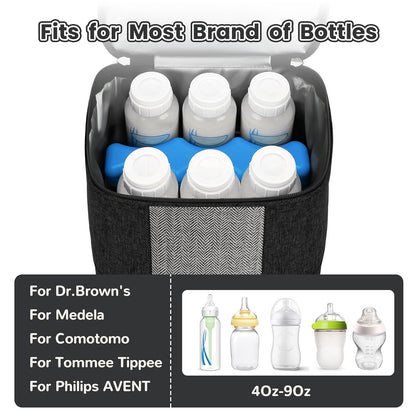 Breastmilk Cooler Bag with Ice Pack, Insulated Baby Bottles Bag