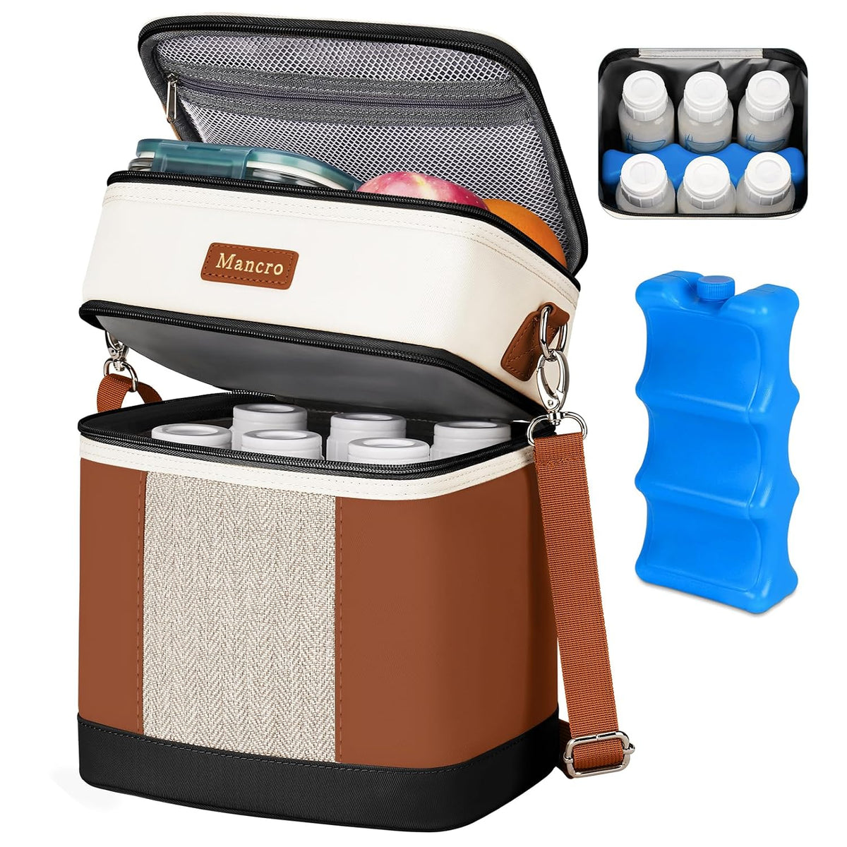 Breastmilk Cooler Bag with Ice Pack, Insulated Baby Bottles Bag