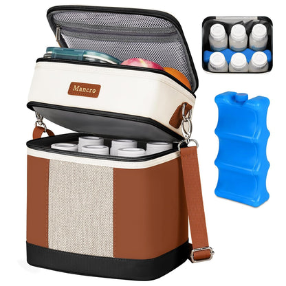 Breastmilk Cooler Bag with Ice Pack, Insulated Baby Bottles Bag