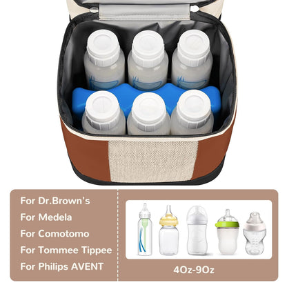 Breastmilk Cooler Bag with Ice Pack, Insulated Baby Bottles Bag