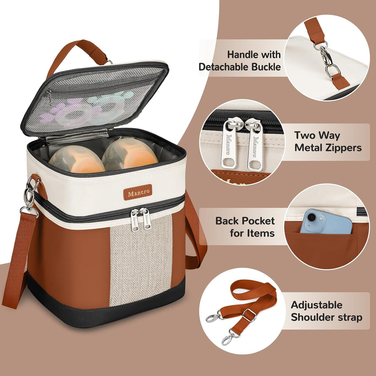 Breastmilk Cooler Bag with Ice Pack, Insulated Baby Bottles Bag