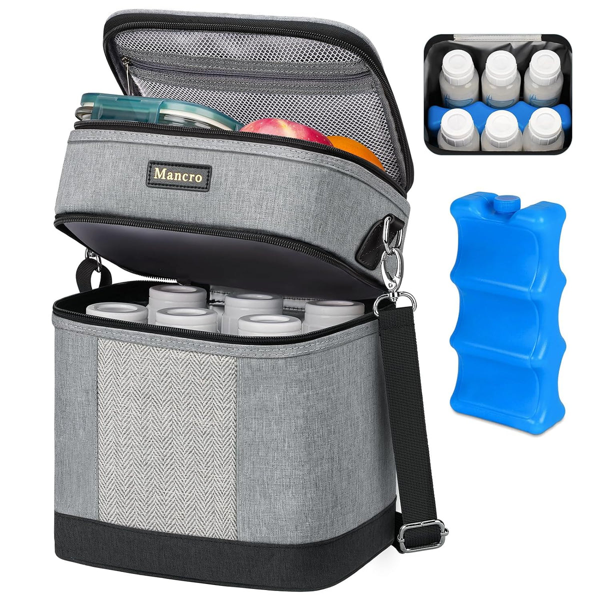 Breastmilk Cooler Bag with Ice Pack, Insulated Baby Bottles Bag
