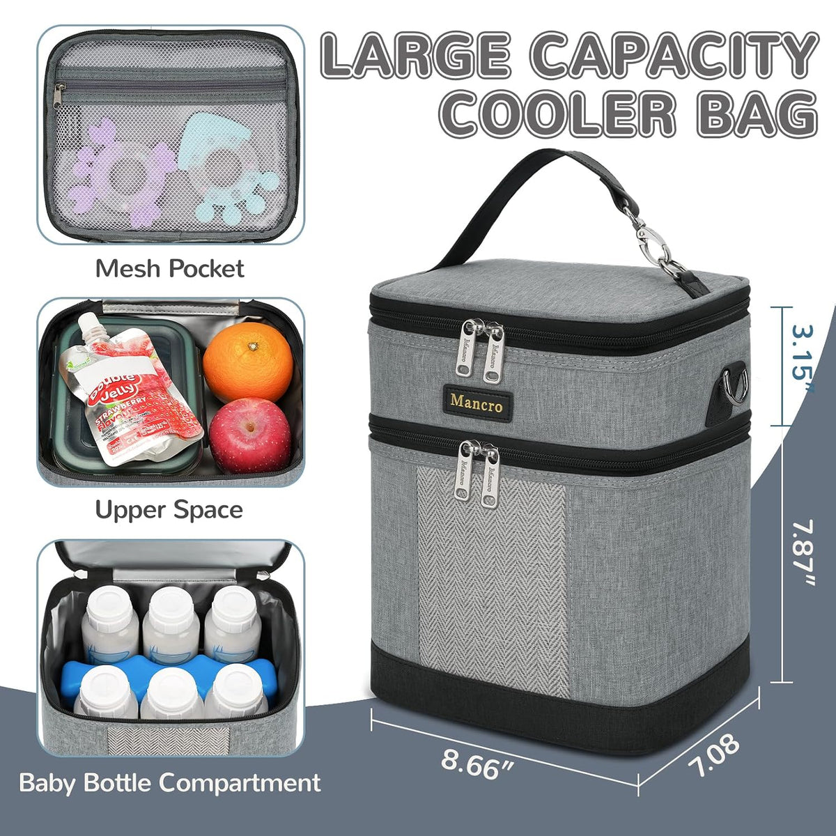 Breastmilk Cooler Bag with Ice Pack, Insulated Baby Bottles Bag
