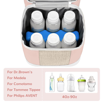 Breastmilk Cooler Bag with Ice Pack, Insulated Baby Bottles Bag