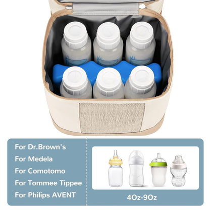 Breastmilk Cooler Bag with Ice Pack, Insulated Baby Bottles Bag