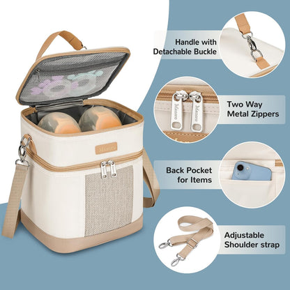 Breastmilk Cooler Bag with Ice Pack, Insulated Baby Bottles Bag