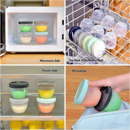 18 Sets Baby Food Storage, 4 Ounce Plastic Baby Food Containers with Lids, 9 Urban Colors, with Lids Labels