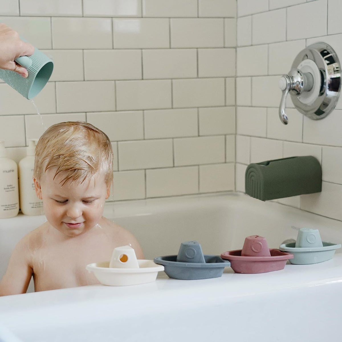 Baby Bath Rinse Cup | 100% Food Grade Silicone | Shampoo & Body Washing Rinser Cup For Kids (Sage)