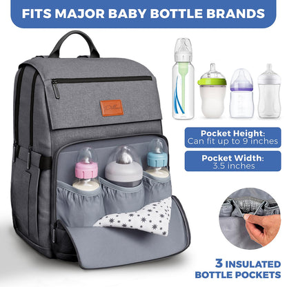Baby Diaper Bag Backpack - Large Bag for Boys & Girls, Waterproof Diaper Backpack - Travel Diaper Bags w/Changing Pad, Baby Registry Search & Shower Gifts - Essentials Must Haves Newborn Stuff