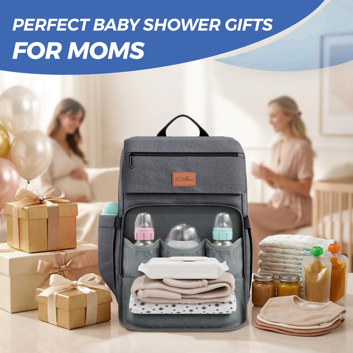 Baby Diaper Bag Backpack - Large Bag for Boys & Girls, Waterproof Diaper Backpack - Travel Diaper Bags w/Changing Pad, Baby Registry Search & Shower Gifts - Essentials Must Haves Newborn Stuff