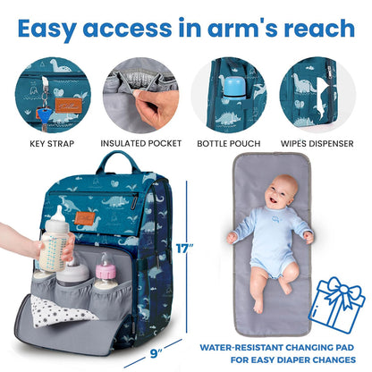 Baby Diaper Bag Backpack - Large Bag for Boys & Girls, Waterproof Diaper Backpack - Travel Diaper Bags w/Changing Pad, Baby Registry Search & Shower Gifts - Essentials Must Haves Newborn Stuff