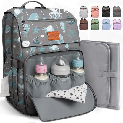 Baby Diaper Bag Backpack - Large Bag for Boys & Girls, Waterproof Diaper Backpack - Travel Diaper Bags w/Changing Pad, Baby Registry Search & Shower Gifts - Essentials Must Haves Newborn Stuff