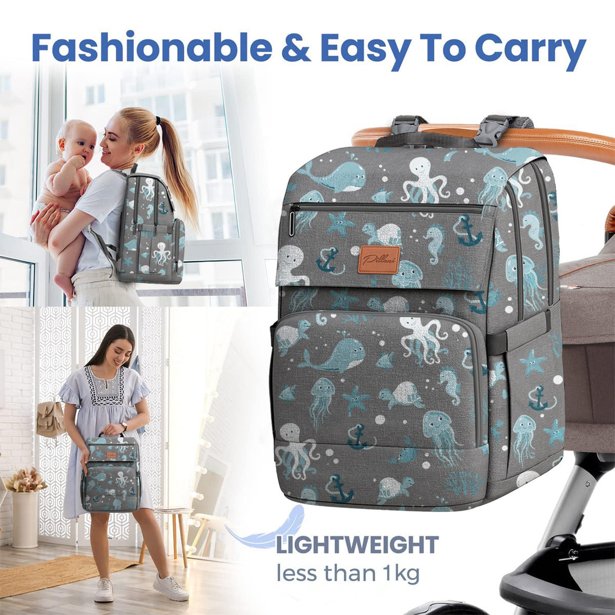 Baby Diaper Bag Backpack - Large Bag for Boys & Girls, Waterproof Diaper Backpack - Travel Diaper Bags w/Changing Pad, Baby Registry Search & Shower Gifts - Essentials Must Haves Newborn Stuff