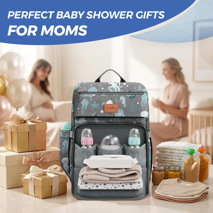 Baby Diaper Bag Backpack - Large Bag for Boys & Girls, Waterproof Diaper Backpack - Travel Diaper Bags w/Changing Pad, Baby Registry Search & Shower Gifts - Essentials Must Haves Newborn Stuff
