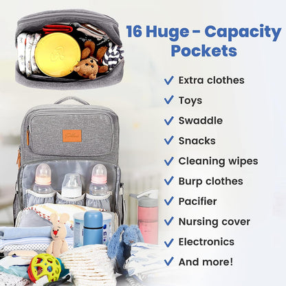 Baby Diaper Bag Backpack - Large Bag for Boys & Girls, Waterproof Diaper Backpack - Travel Diaper Bags w/Changing Pad, Baby Registry Search & Shower Gifts - Essentials Must Haves Newborn Stuff