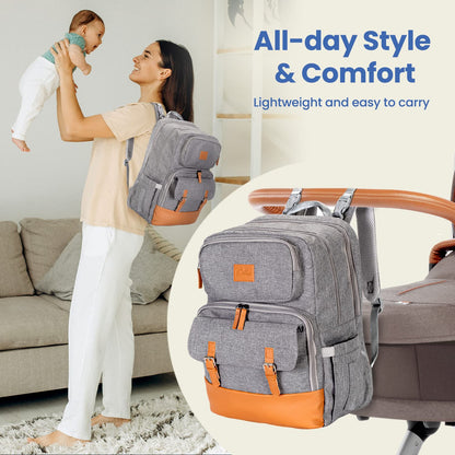 Baby Diaper Bag Backpack - Large Bag for Boys & Girls, Waterproof Diaper Backpack - Travel Diaper Bags w/Changing Pad, Baby Registry Search & Shower Gifts - Essentials Must Haves Newborn Stuff