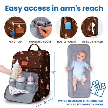 Baby Diaper Bag Backpack - Large Bag for Boys & Girls, Waterproof Diaper Backpack - Travel Diaper Bags w/Changing Pad, Baby Registry Search & Shower Gifts - Essentials Must Haves Newborn Stuff