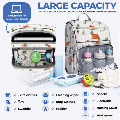 Baby Diaper Bag Backpack - Large Bag for Boys & Girls, Waterproof Diaper Backpack - Travel Diaper Bags w/Changing Pad, Baby Registry Search & Shower Gifts - Essentials Must Haves Newborn Stuff