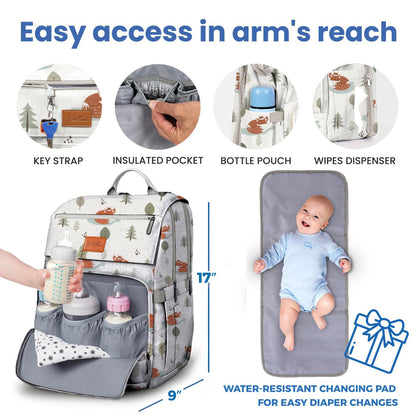 Baby Diaper Bag Backpack - Large Bag for Boys & Girls, Waterproof Diaper Backpack - Travel Diaper Bags w/Changing Pad, Baby Registry Search & Shower Gifts - Essentials Must Haves Newborn Stuff