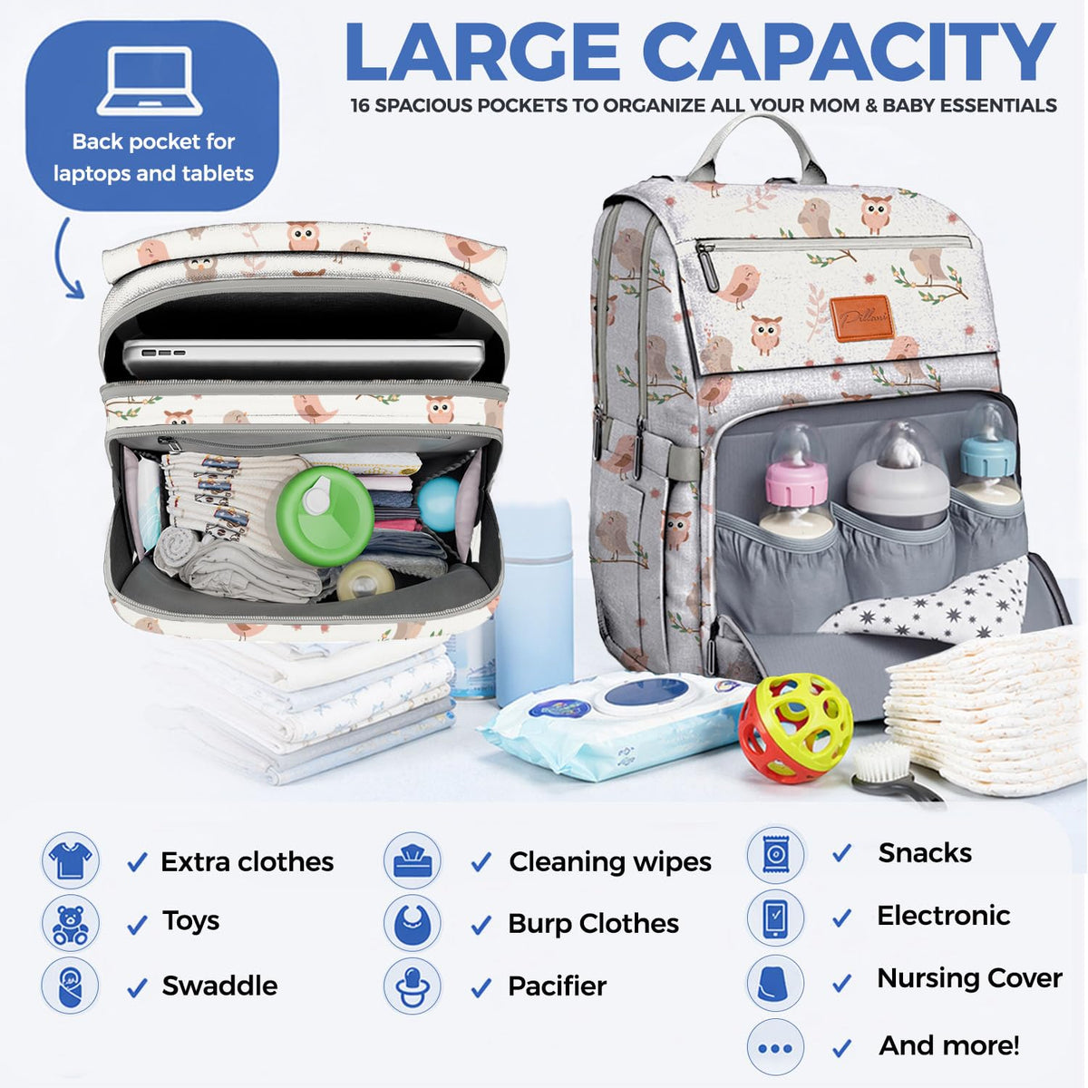 Baby Diaper Bag Backpack - Large Bag for Boys & Girls, Waterproof Diaper Backpack - Travel Diaper Bags w/Changing Pad, Baby Registry Search & Shower Gifts - Essentials Must Haves Newborn Stuff