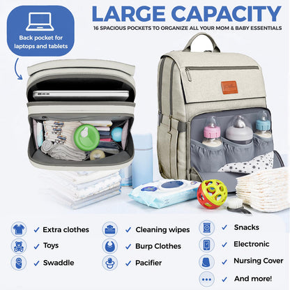 Baby Diaper Bag Backpack - Large Bag for Boys & Girls, Waterproof Diaper Backpack - Travel Diaper Bags w/Changing Pad, Baby Registry Search & Shower Gifts - Essentials Must Haves Newborn Stuff