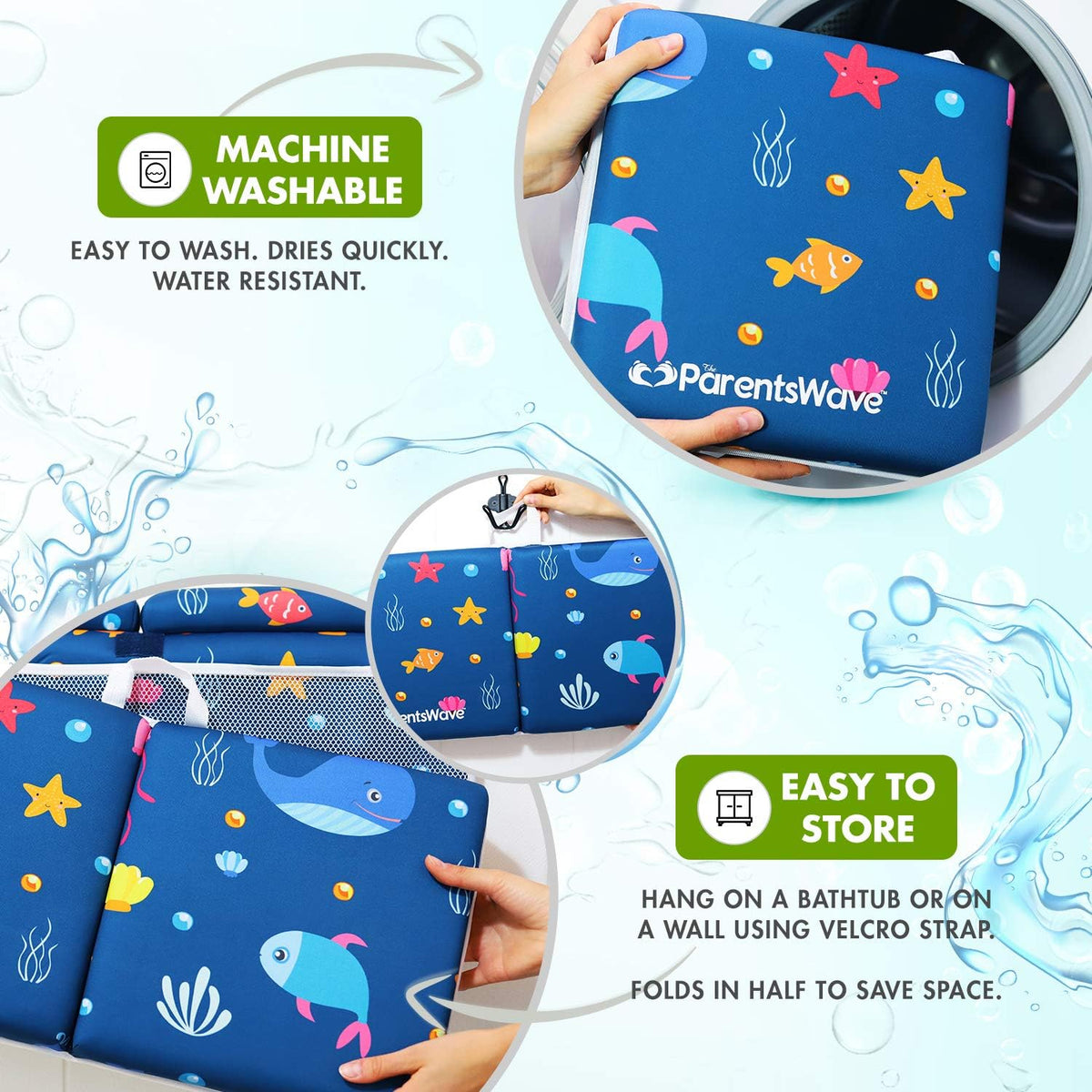 Bath Kneeler and Elbow Rest - Pad Set Thick Padded Kneeling Mat for Baby Tub Bathing - Bathtub Waterproof Cushion for Infant Bathtime - Washable Foam Pillow for Knee and Arms Protection