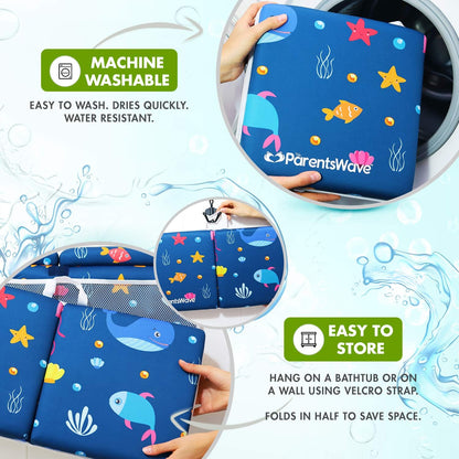 Bath Kneeler and Elbow Rest - Pad Set Thick Padded Kneeling Mat for Baby Tub Bathing - Bathtub Waterproof Cushion for Infant Bathtime - Washable Foam Pillow for Knee and Arms Protection