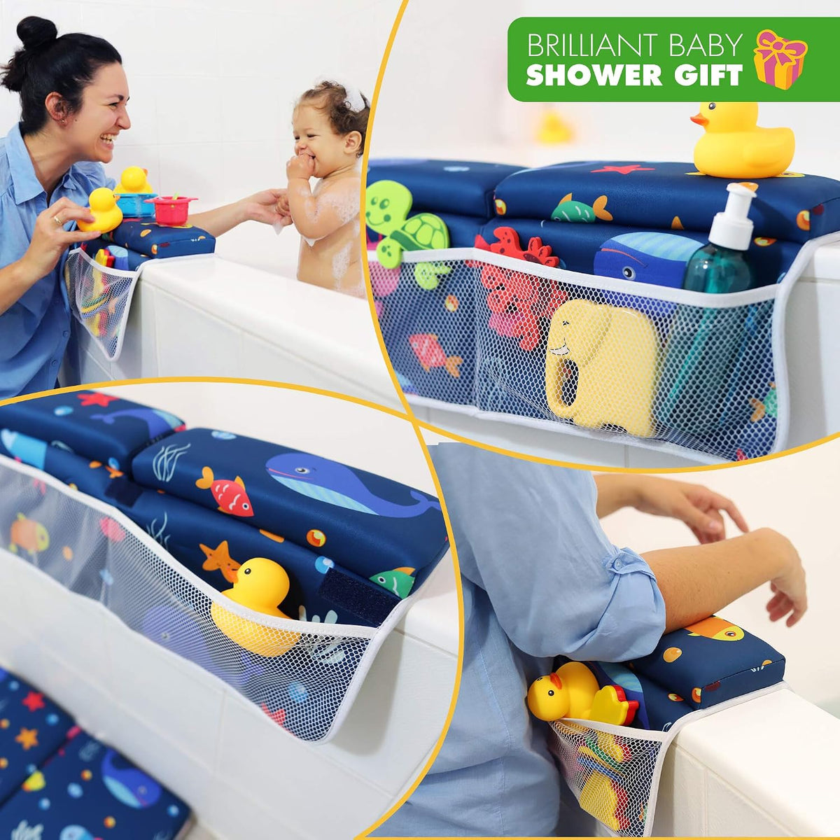 Bath Kneeler and Elbow Rest - Pad Set Thick Padded Kneeling Mat for Baby Tub Bathing - Bathtub Waterproof Cushion for Infant Bathtime - Washable Foam Pillow for Knee and Arms Protection