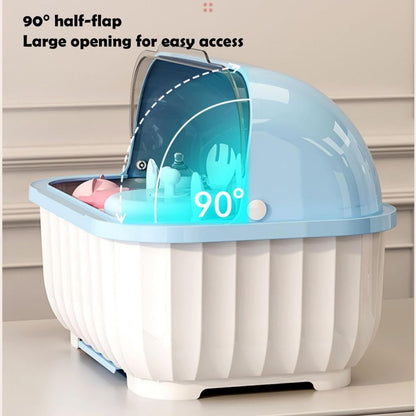 Baby Bottle Storage,Baby Bottle Drying Rack,Baby Bottle Dryer,Baby Bottle Drying Rack with Cover,Lid, Drawer Drainer Tray, Bottle Organizer, for Home, Kitchen, Travel and Outdoor (Blue)