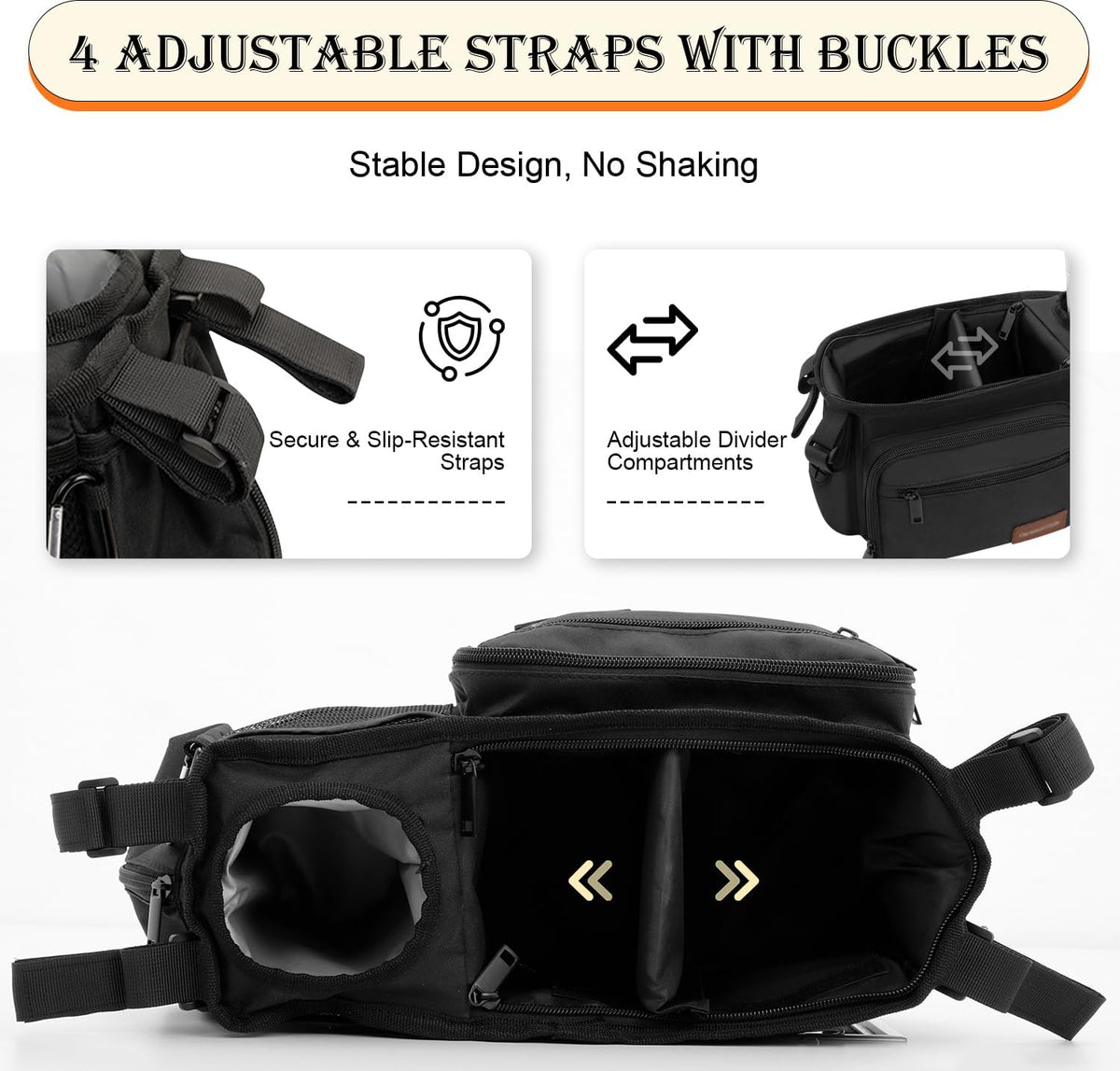 Stroller Organizer Bag with Insulated Cup Holder, Fits 14–19 in Handles