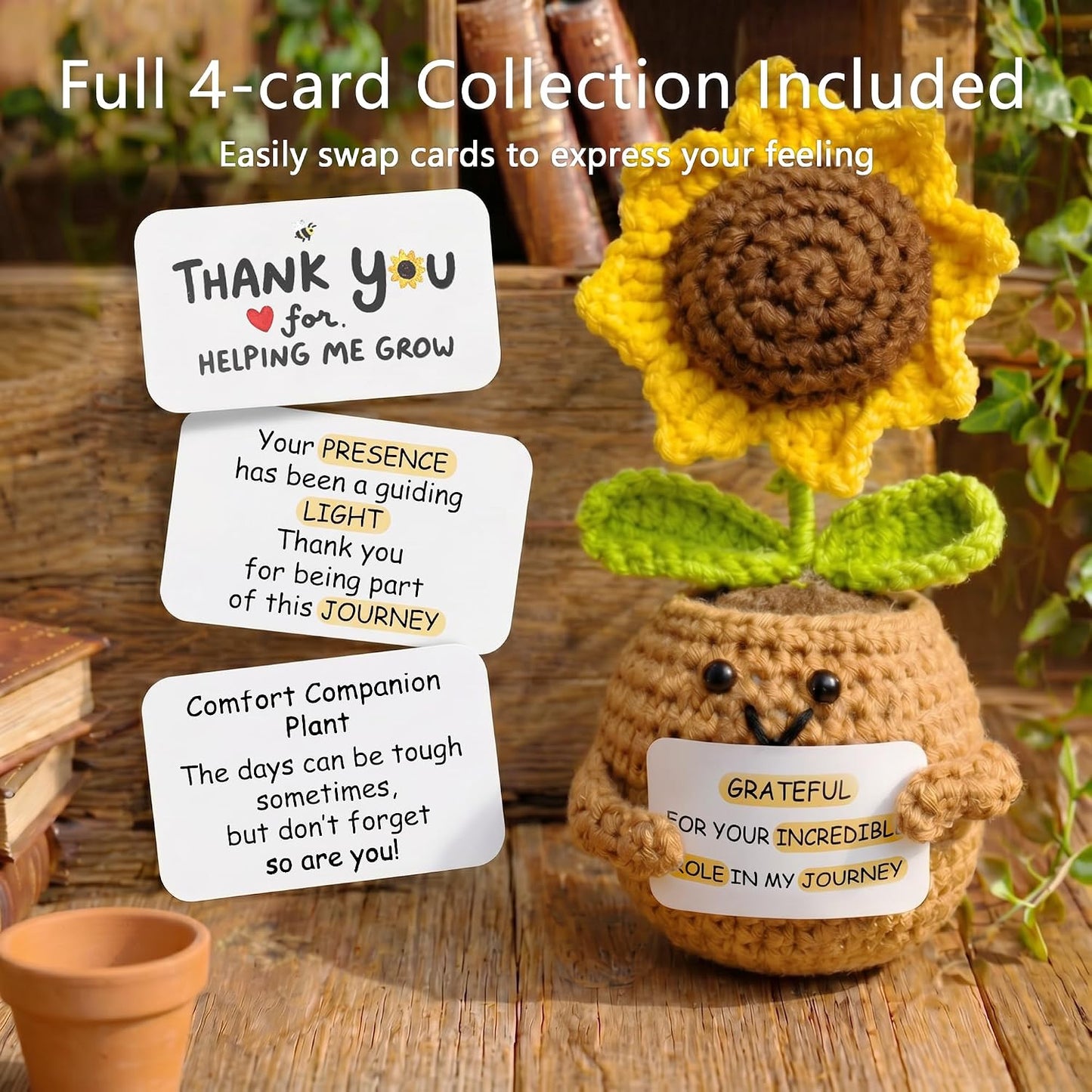 2 in 1 Personalized Glass Drinking Cup and Emotional Support Crochet Office Desk Decor Sunflower Lover Gift Paraprofessional Friend Co Appreciation Worker Easter Friendship Women Birthday Present M