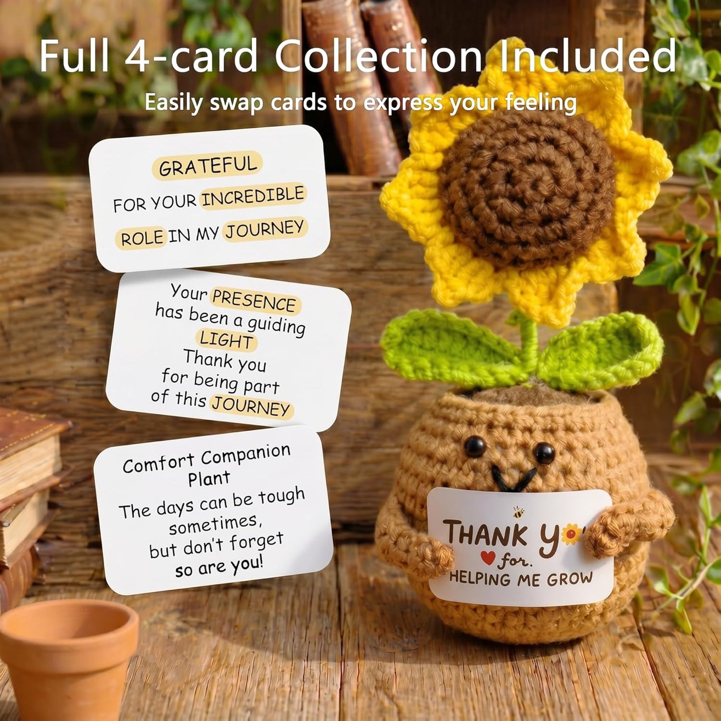 2 in 1 Personalized Glass Drinking Cup and Emotional Support Crochet Office Desk Decor Sunflower Lover Gift Paraprofessional Friend Co Appreciation Worker Easter Friendship Women Birthday Present M