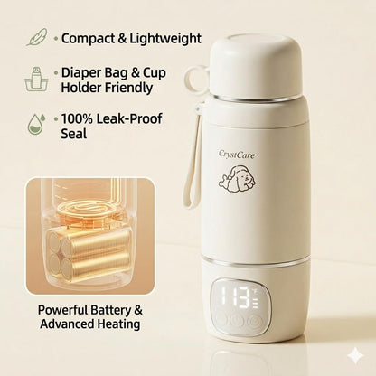 Portable Milk Warmer for Travel,Heating Modes for Breast Milk & Water, Portable Bottle Warmer with Fast Heating,16000mAh Long Battery Life for Baby on The Go,17 Oz for Travel