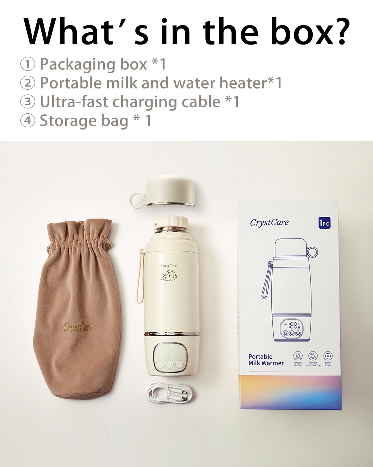 Portable Milk Warmer for Travel,Heating Modes for Breast Milk & Water, Portable Bottle Warmer with Fast Heating,16000mAh Long Battery Life for Baby on The Go,17 Oz for Travel