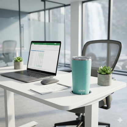THE CLEAN HYDRATION CO. Insulated Ceramic Coated Tumbler 20 oz | Spill Proof Lid | Vacuum Insulated | Keeps Beverages Taste Intact, Aqua