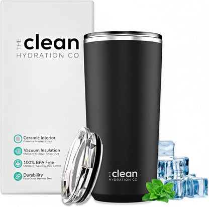 THE CLEAN HYDRATION CO. Insulated Ceramic Coated Tumbler 20 oz | Spill Proof Lid | Vacuum Insulated | Keeps Beverages Taste Intact, Aqua