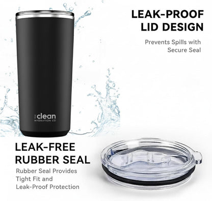 THE CLEAN HYDRATION CO. Insulated Ceramic Coated Tumbler 20 oz | Spill Proof Lid | Vacuum Insulated | Keeps Beverages Taste Intact, Aqua