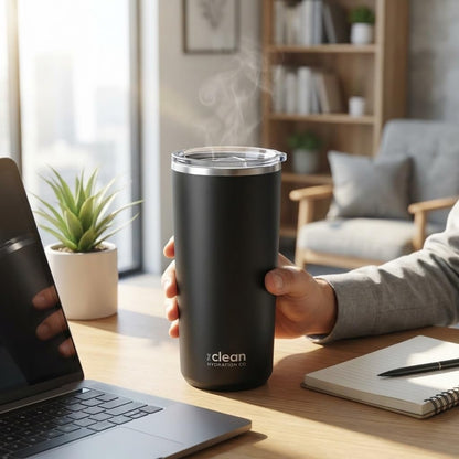 THE CLEAN HYDRATION CO. Insulated Ceramic Coated Tumbler 20 oz | Spill Proof Lid | Vacuum Insulated | Keeps Beverages Taste Intact, Aqua