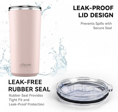THE CLEAN HYDRATION CO. Insulated Ceramic Coated Tumbler 20 oz | Spill Proof Lid | Vacuum Insulated | Keeps Beverages Taste Intact, Aqua