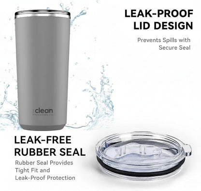 THE CLEAN HYDRATION CO. Insulated Ceramic Coated Tumbler 20 oz | Spill Proof Lid | Vacuum Insulated | Keeps Beverages Taste Intact, Aqua