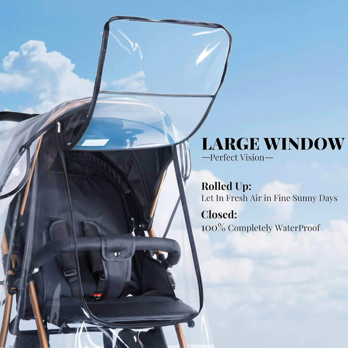 Stroller Rain Cover,Universal Stroller Accessory,Waterproof,Windproof Protection,Protect from Dust Snow,Baby Travel Weather Shield